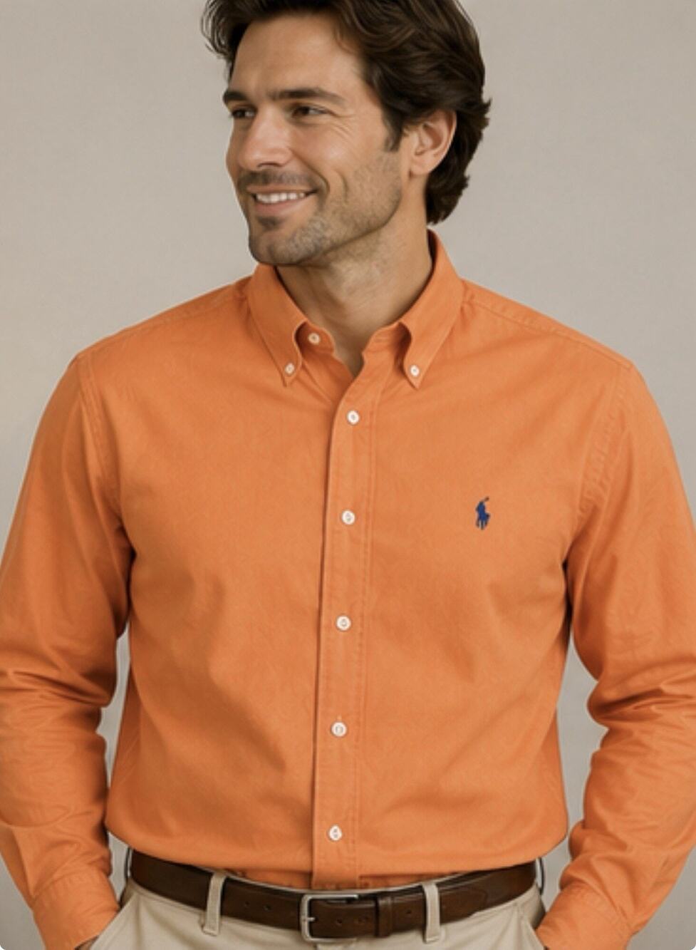 Ralph Lauren Blake Men’s XXL Orange Long Sleeve Button Down Shirt Cotton Pony